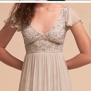 BHLDN Daphne Grey Sequin Plunge Dress